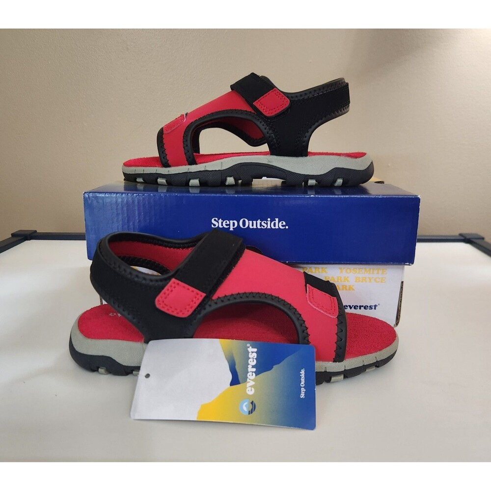Everest Boys Red And Black Sandals Kids Size 2
